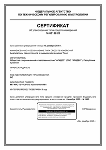 Сертификат средств измерения